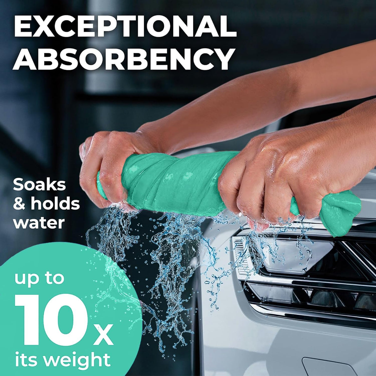 Premium XL Shammy Towel for Car - 2pk (34”x25”) - Super Absorbent Chamois Cloth - Spots &