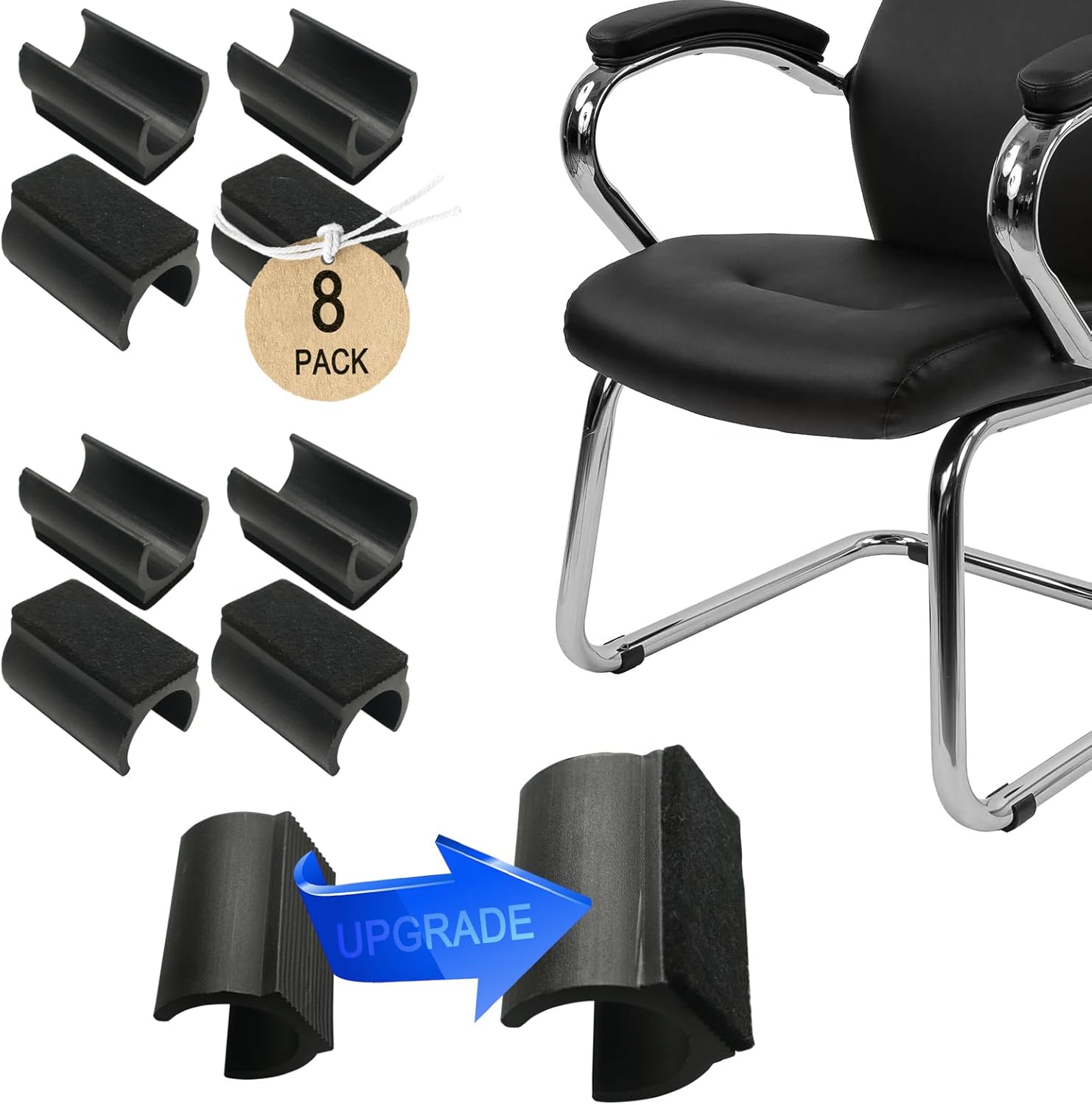 Rectangle U Shaped Chair Leg Tips Cap with Felt Pads,Furniture Feet Protectors Slide Smoothly