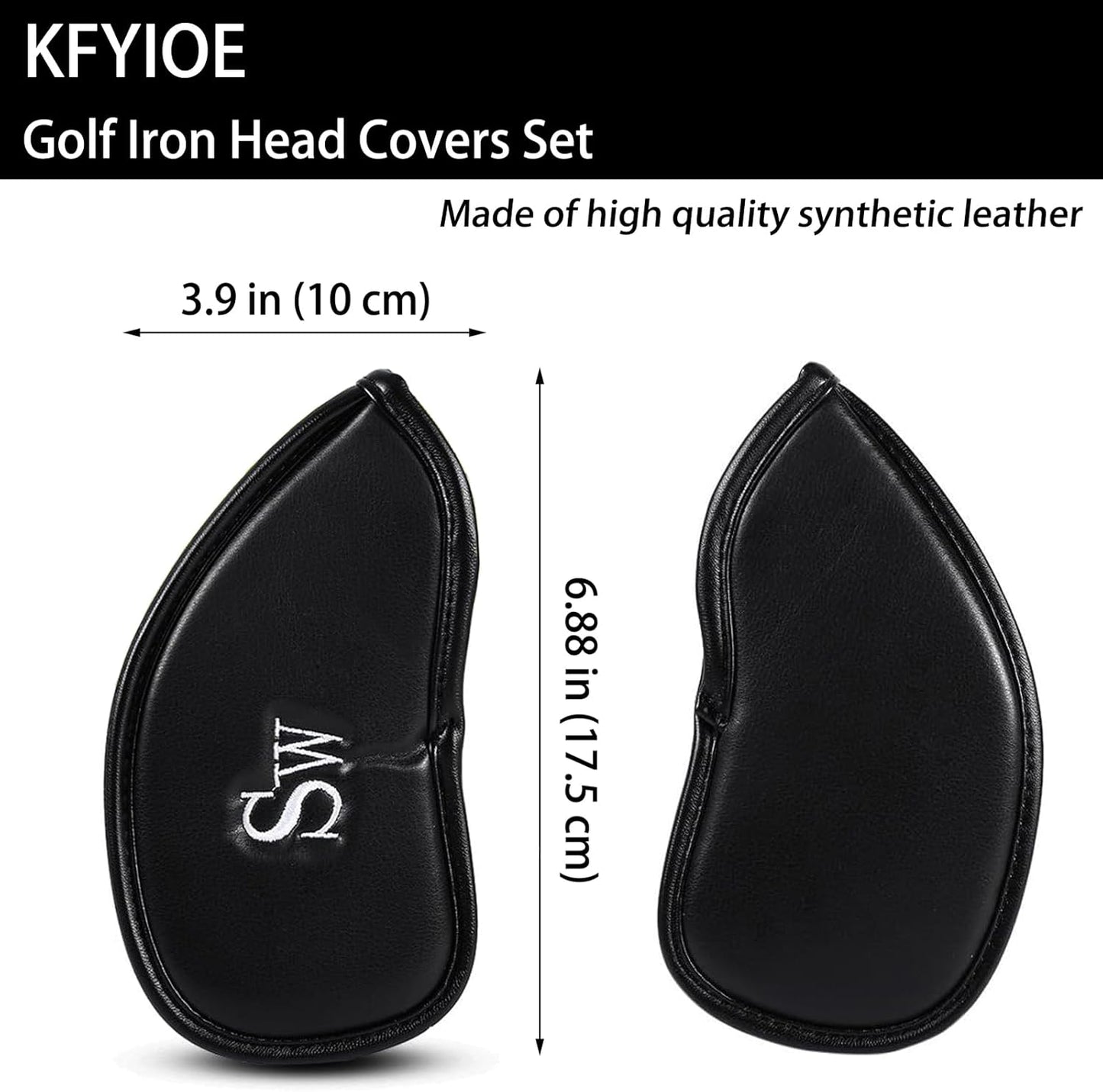 Golf Iron Head Covers (12-Pack) Synthetic Leather Waterproof Club Head Covers for Standard Irons