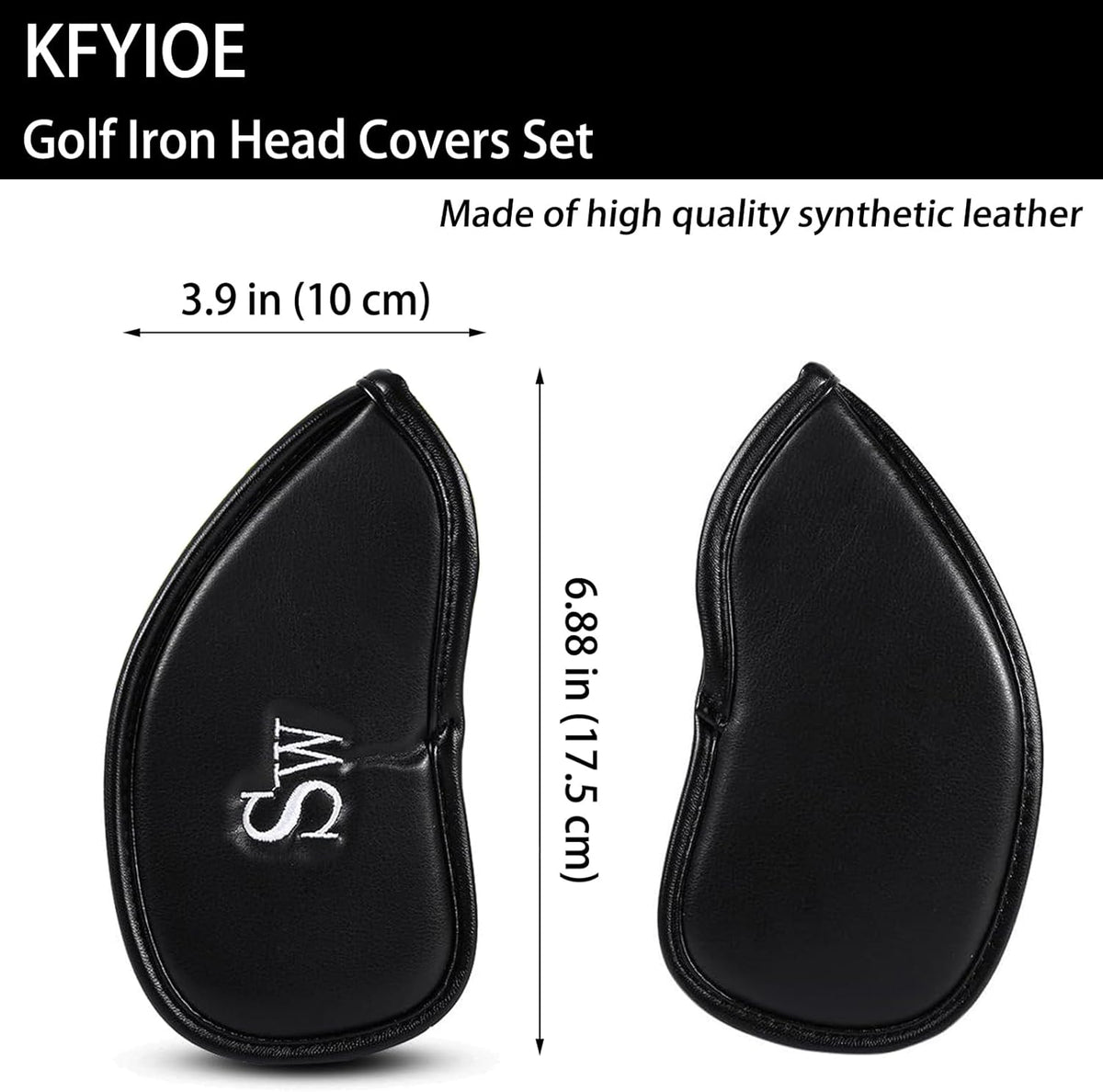 Golf Iron Head Covers (12-Pack) Synthetic Leather Waterproof Club Head Covers for Standard Irons