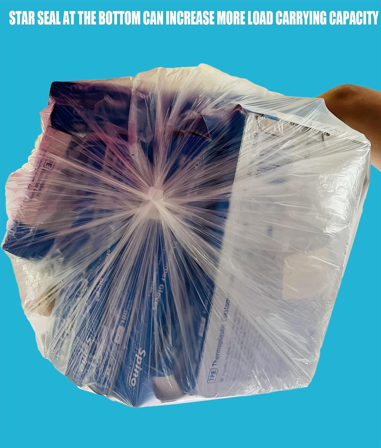 55-60 Gallon Trash Bags, 150 Count Bulk, Heavy Duty Clear Plastic Recycling Garbage Bags