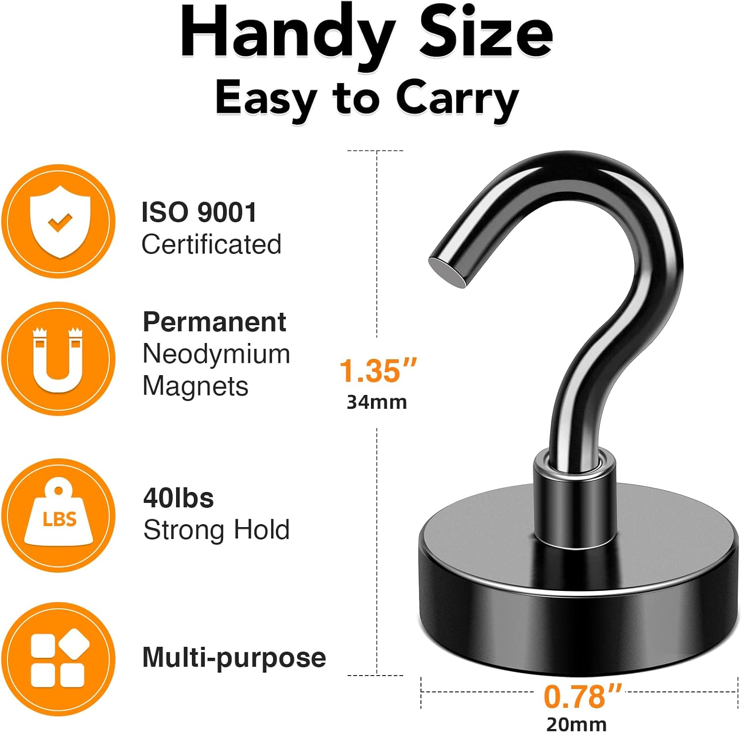 MIKEDE Magnetic Hooks, 40LB+ Heavy Duty Magnet Hooks for Cruise Cabins, Super Neodymium Hanging