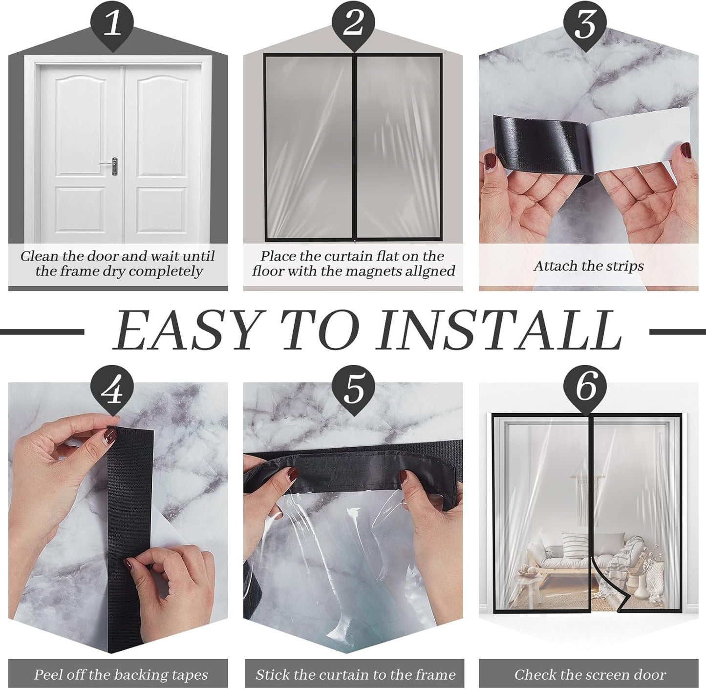 Amylove Zipper 72 x 80 Inch Dust Barrier Door Kit Construction Door Barrier 6 x 6.7 ft Reusable