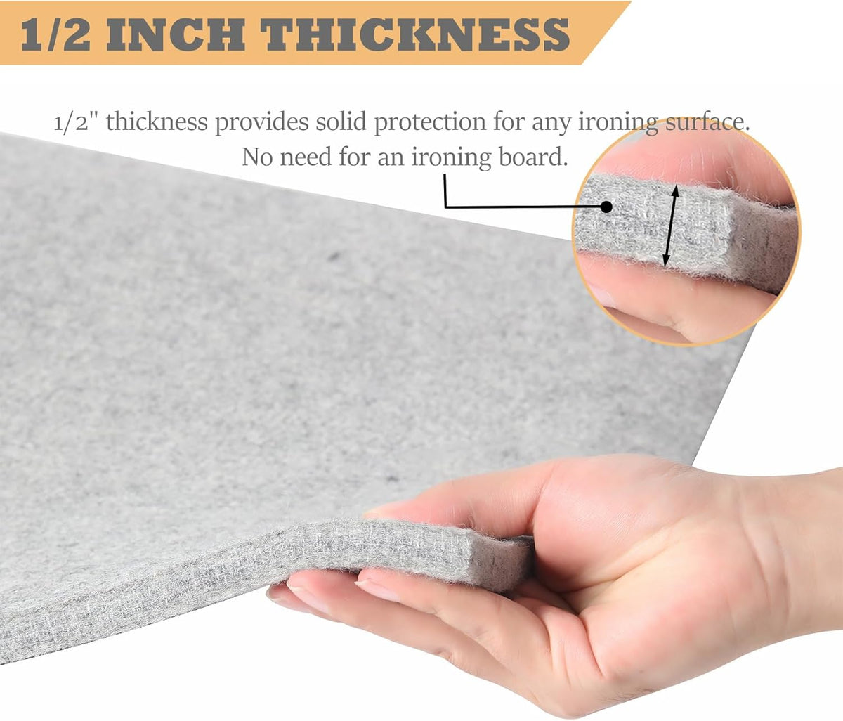 Wool Pressing Mat for Quilting, 24" X 18" Portable Wool Ironing Mat 100% Felted Wool Iron Board for