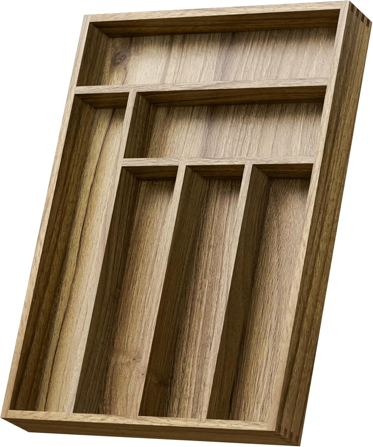 Acacia Wood Silverware Drawer Organizer, Kitchen Utensil Cutlery Drawer Organizer with Dividers