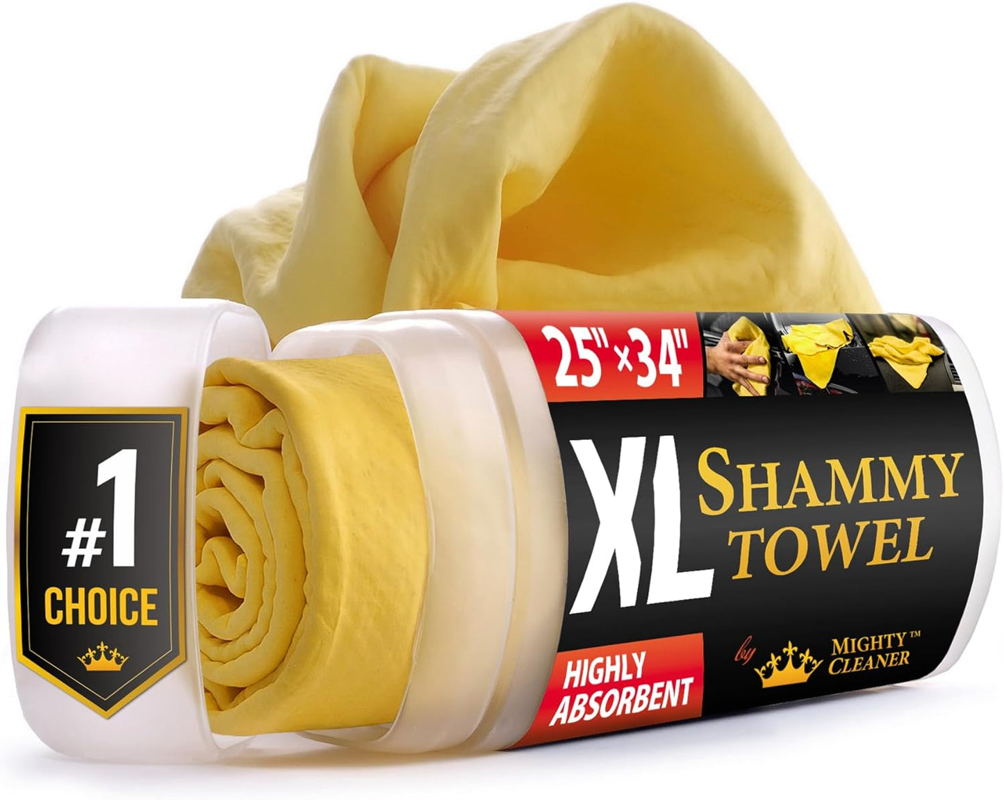 Premium XL Shammy Towel for Car - (34”x25”) - Super Absorbent Chamois Cloth - Spots and