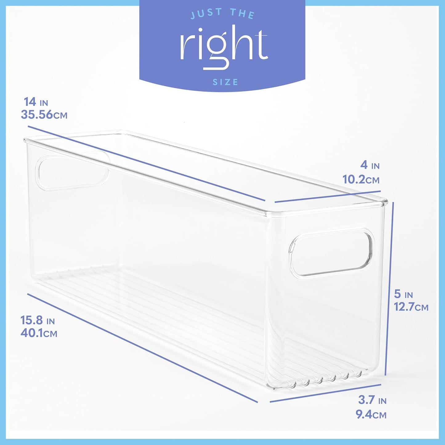 Plastic Food Storage 2 Pack Clear Container Bin with Handles for Organizing Kitchen, Pantry