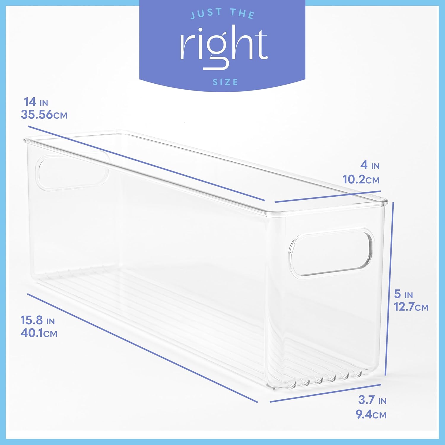 Plastic Food Storage 4 Pack Clear Container Bin with Handles for Organizing Kitchen, Pantry