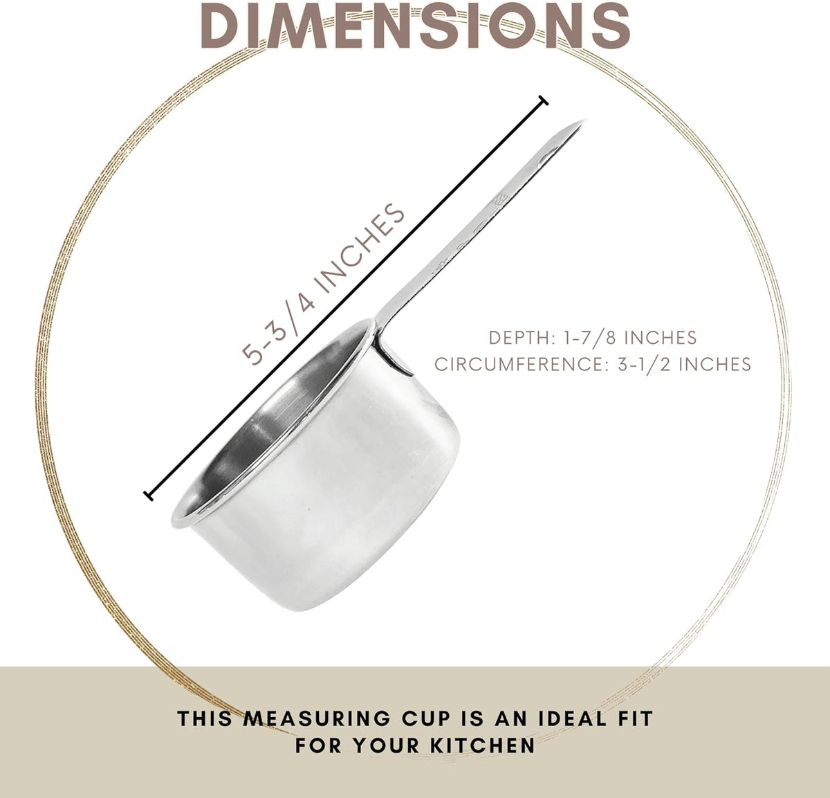 1 Cup Stainless Steel Measuring Cup | Sturdy Metal 250 ml | 240 cc | 8 oz | Single Cup for Wet and
