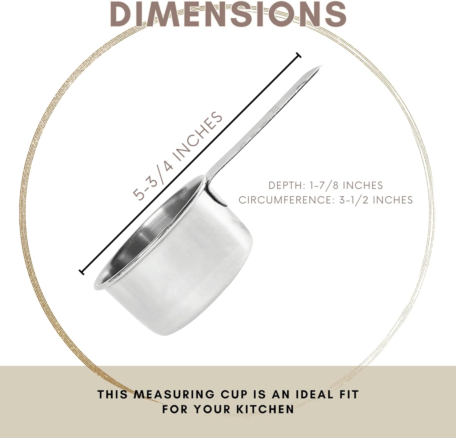 1 Cup Stainless Steel Measuring Cup | Sturdy Metal 250 ml | 240 cc | 8 oz | Single Cup for Wet and