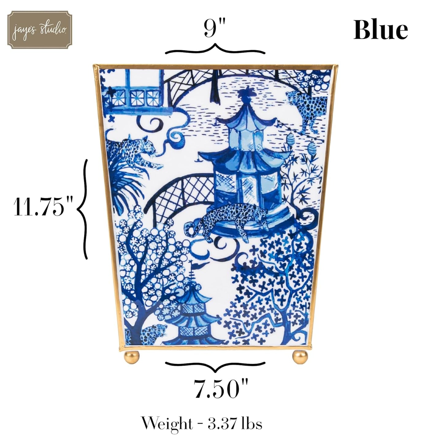 Jaye’s Studio Garden Party Decorative Gold Waste Basket for Bathroom Trash Can no Lid, Bedroom