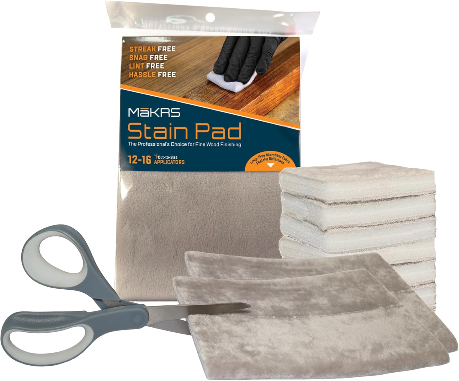 MāKRS Stain Pad, Cut-to-Size Staining Pads, 2-Pack, Lint, Snag, Streak-Free Applicator, Micro Brush
