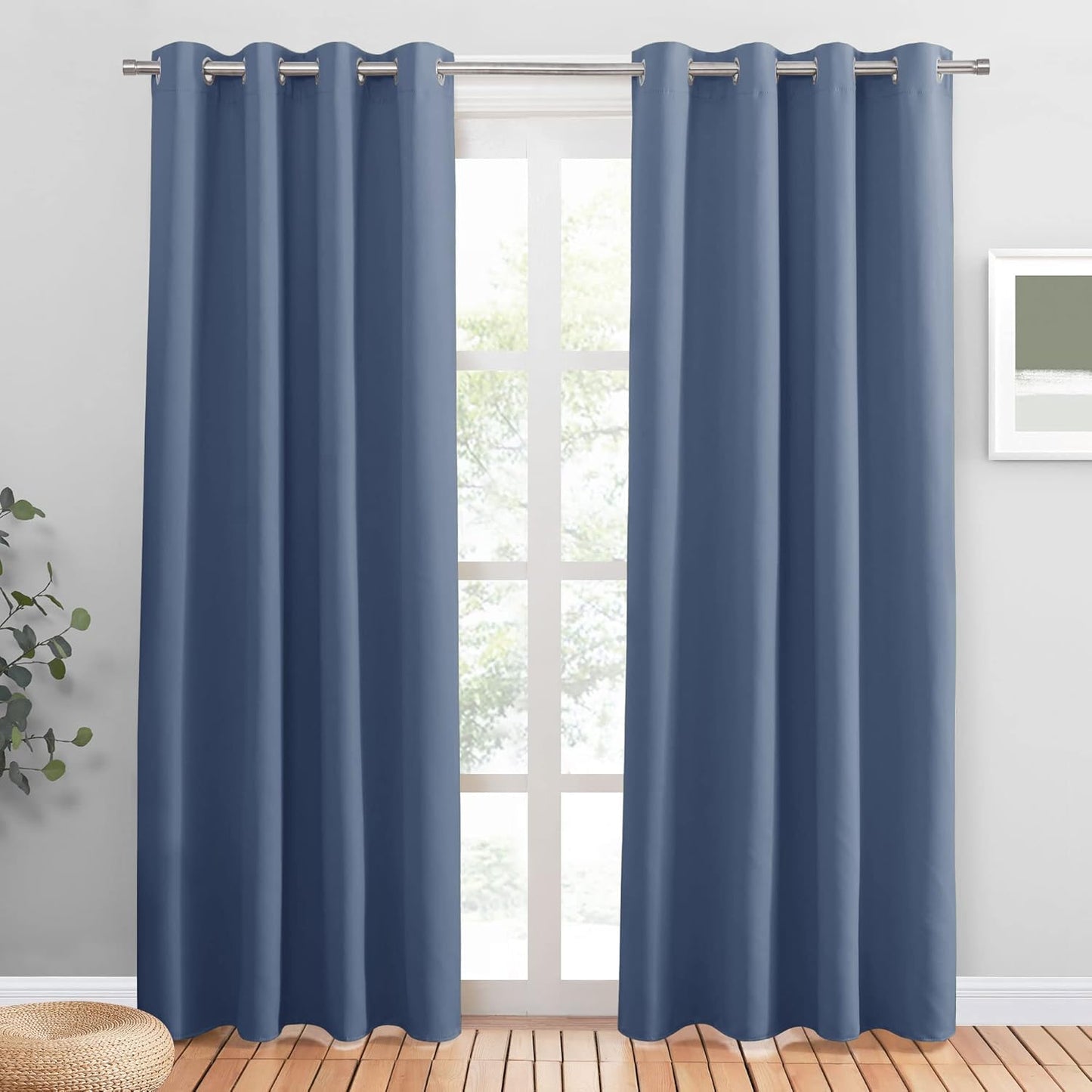 PONY DANCE Blue Haze Blackout Curtains - Thermal Isulated Room Darkening Drapes for Bedroom/Living