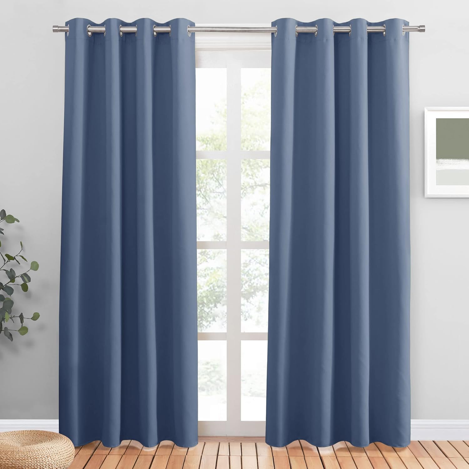 PONY DANCE Stone Blue Blackout Curtains for Living Room 94 Inches Long 2 Panels Set, Room Darkening