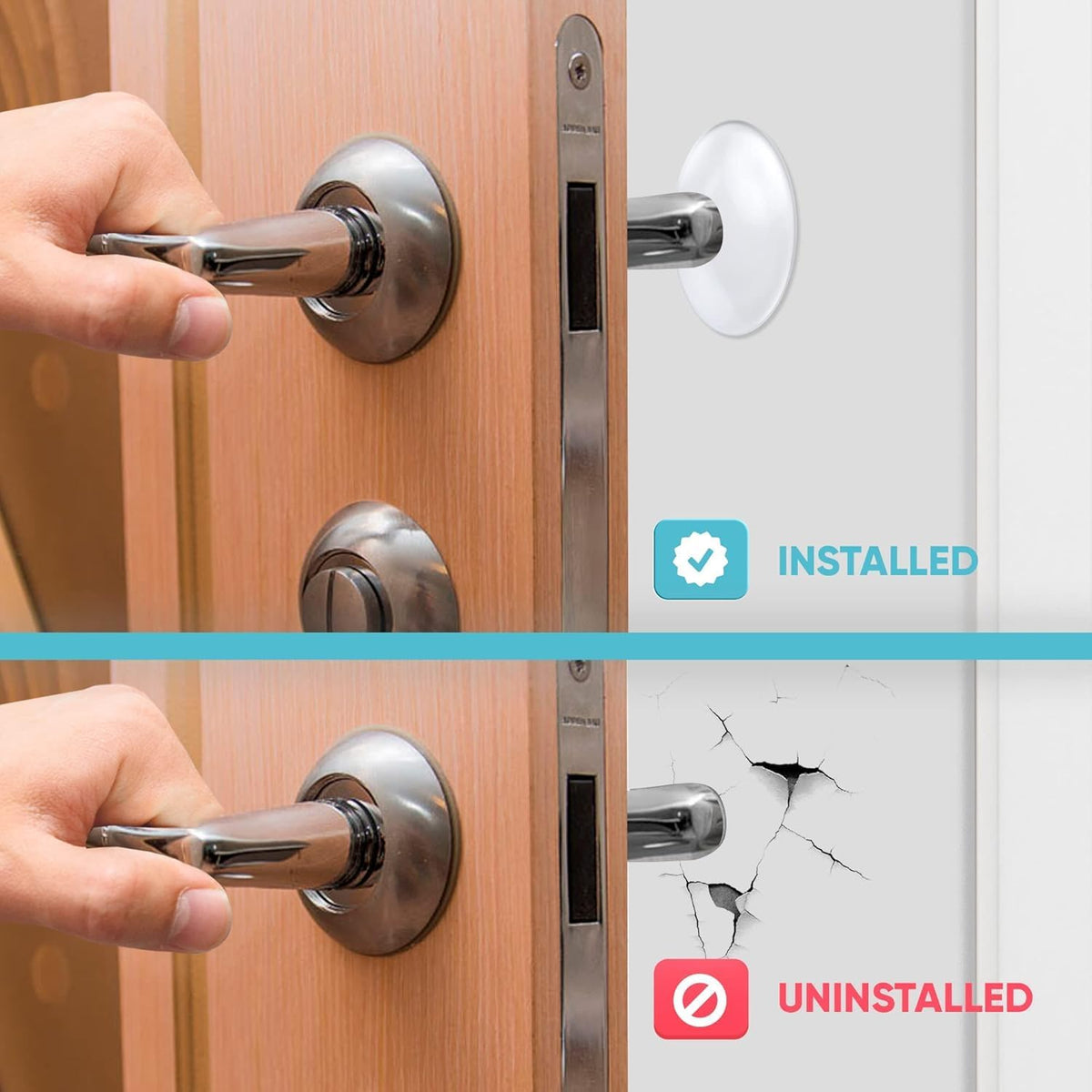 Strongest Home Wall & Door Handle Stopper 2" Set of 10 Pieces of Clear Rubber Door Knob, Round Wall