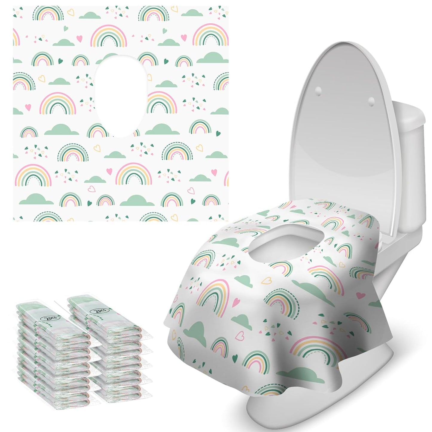 Blissful Diary 20 Pcs Toilet Seat Covers Disposable for Toddlers & Adults, Extra Large Waterproof