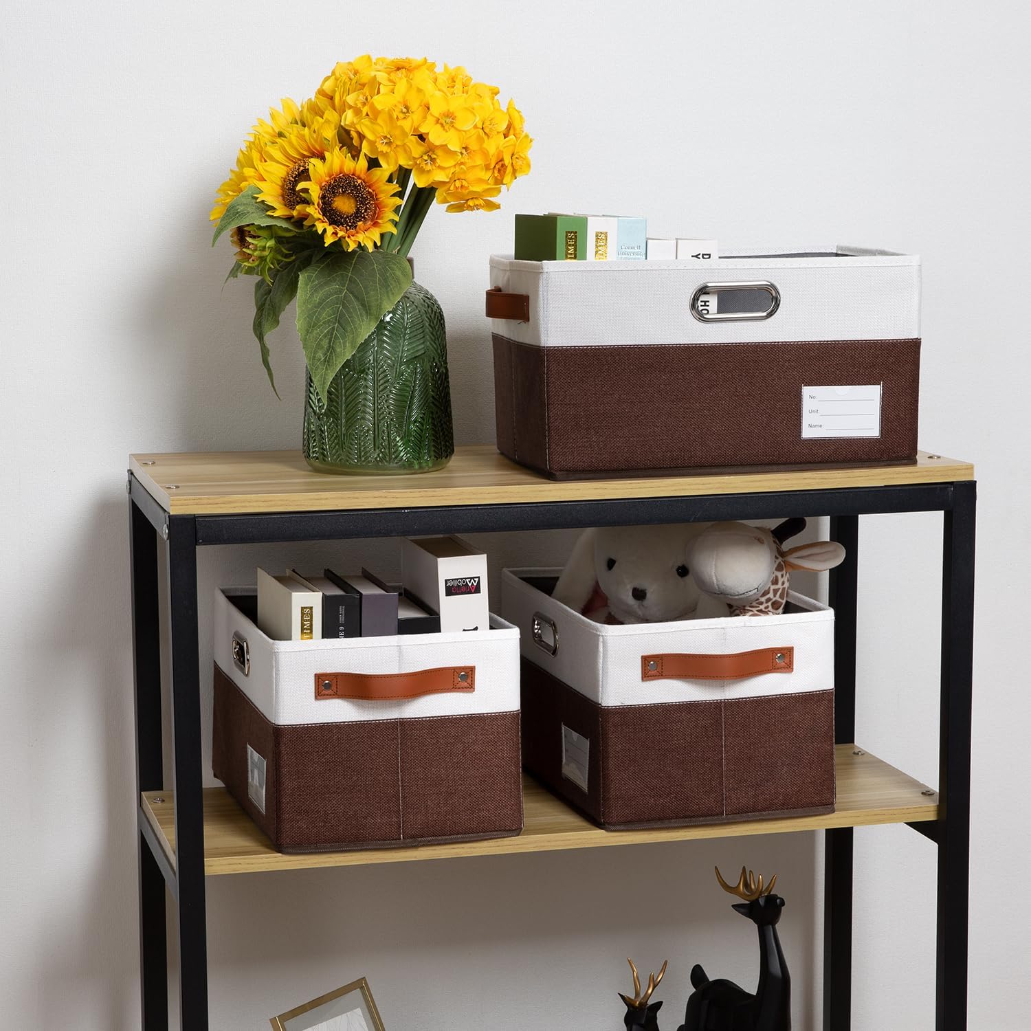 PRANDOM Foldable Storage Bins with Handles [3-Pack] Fabric Collapsible Storage Boxes Baskets Cubes
