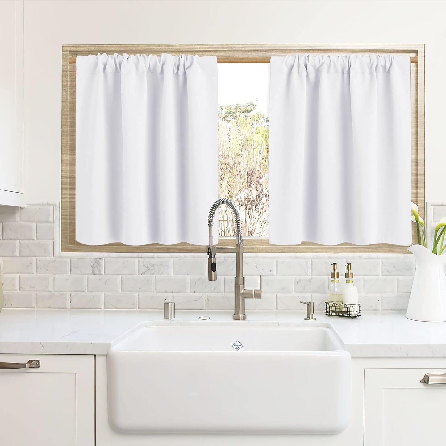 RYB HOME Blackout Curtains for Kitchen, Over Sink Privacy Curtains Window Decor, Thermal Insulating
