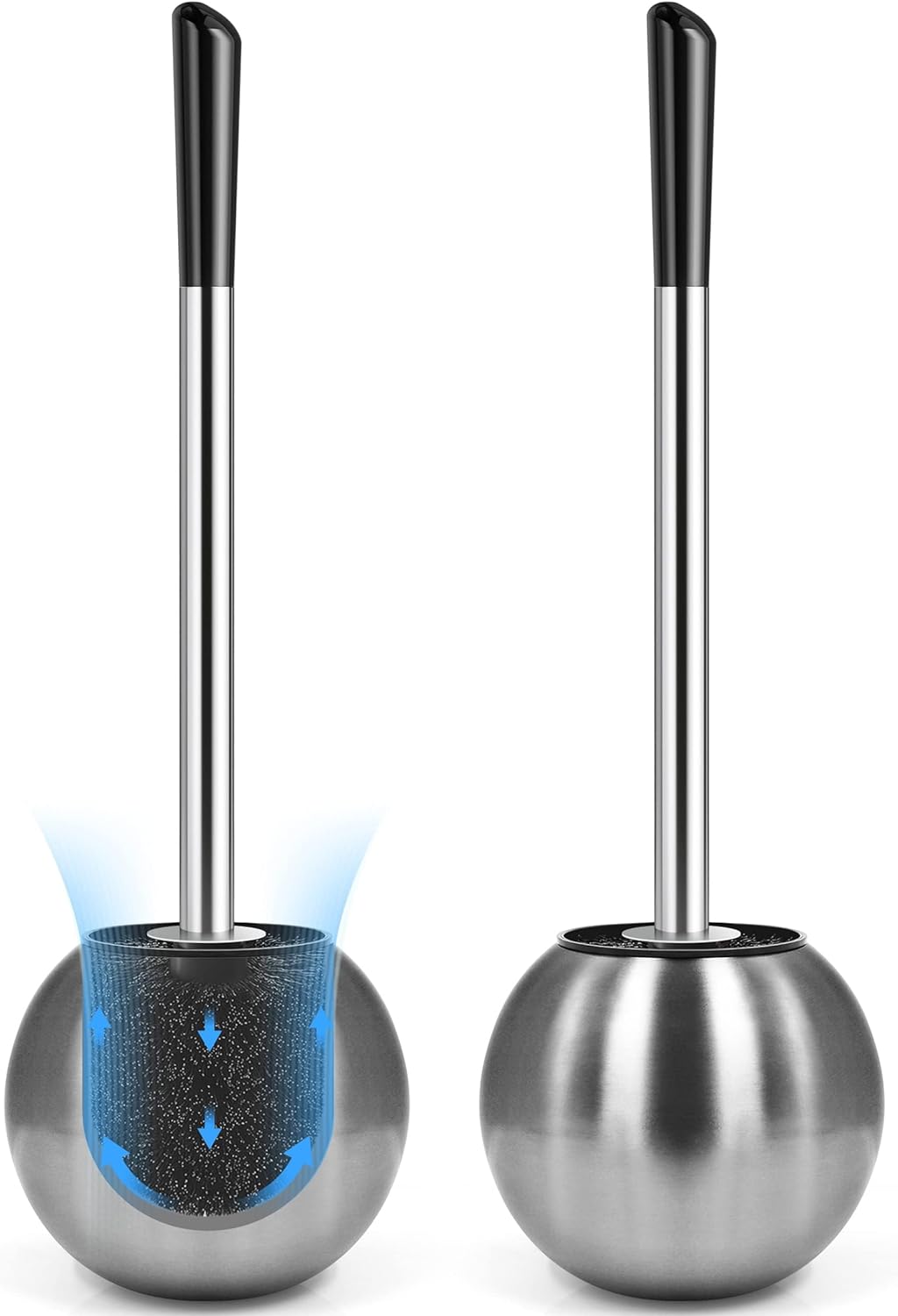 Toilet Brush and Holder 2 Pack, 304 Stainless Steel Toilet Brush with Extended and Durable