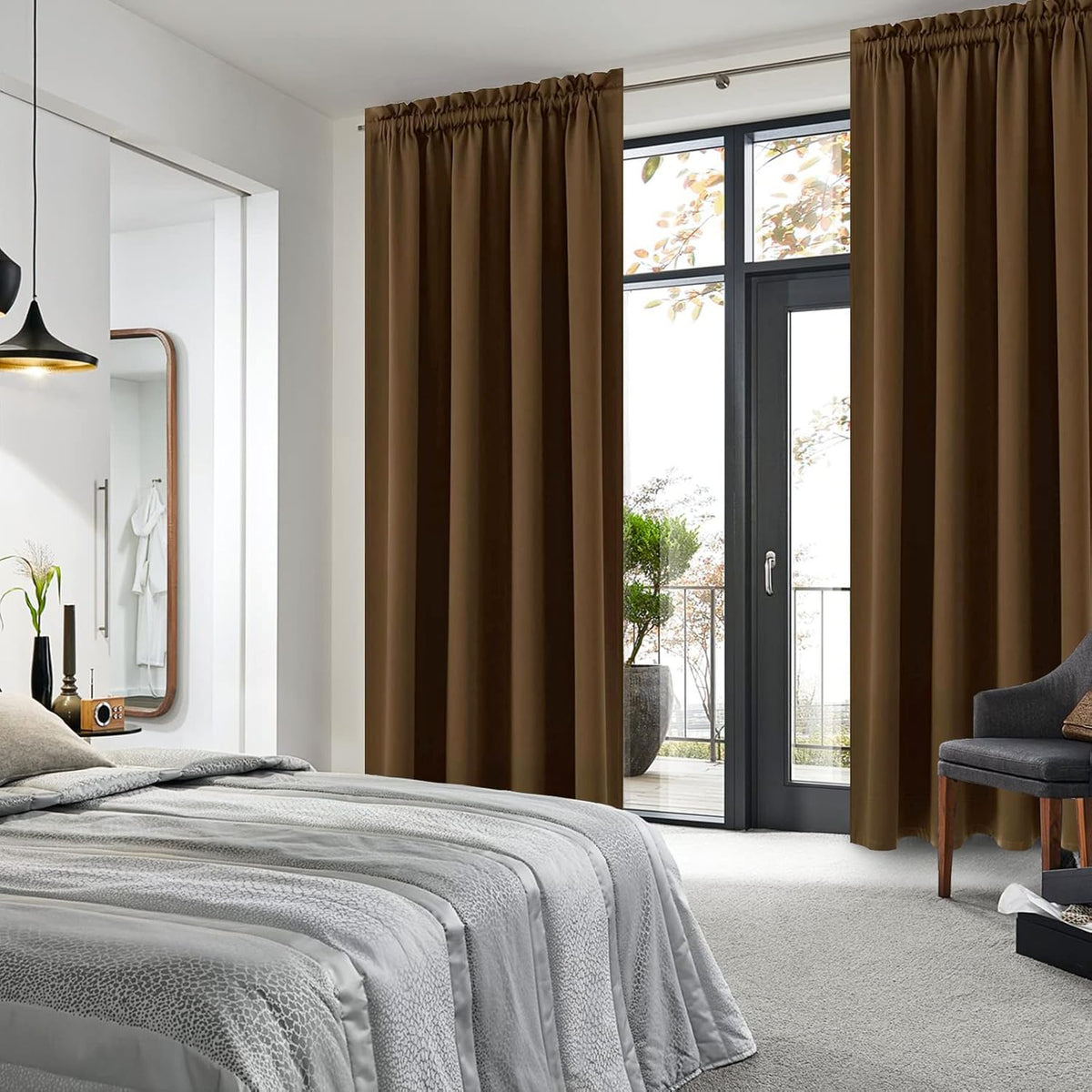 DWCN Blackout Curtains Room Darkening Thermal Insulated Bedroom Curtains Window Curtain Panels, 52