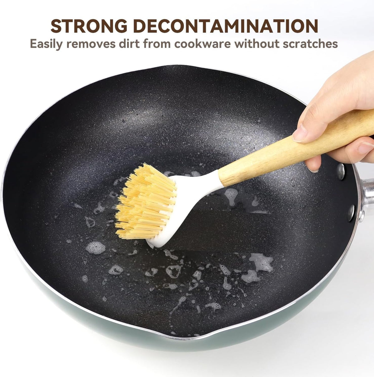 2 Pack Kitchen Scrub Brushes for Cleaning Dish Brush with Handle for Pans, Pots, Kitchen Sink
