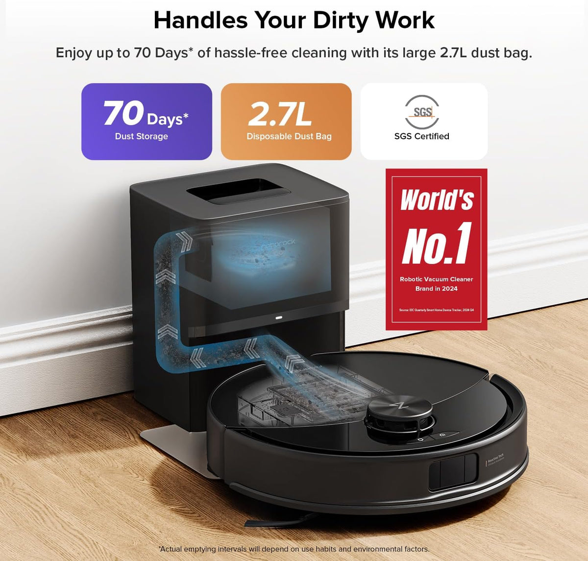 roborock Q10 S5+ Robot Vacuum and Mop, 10,000Pa Suction, Upgraded from Q8 max+, 70 Days