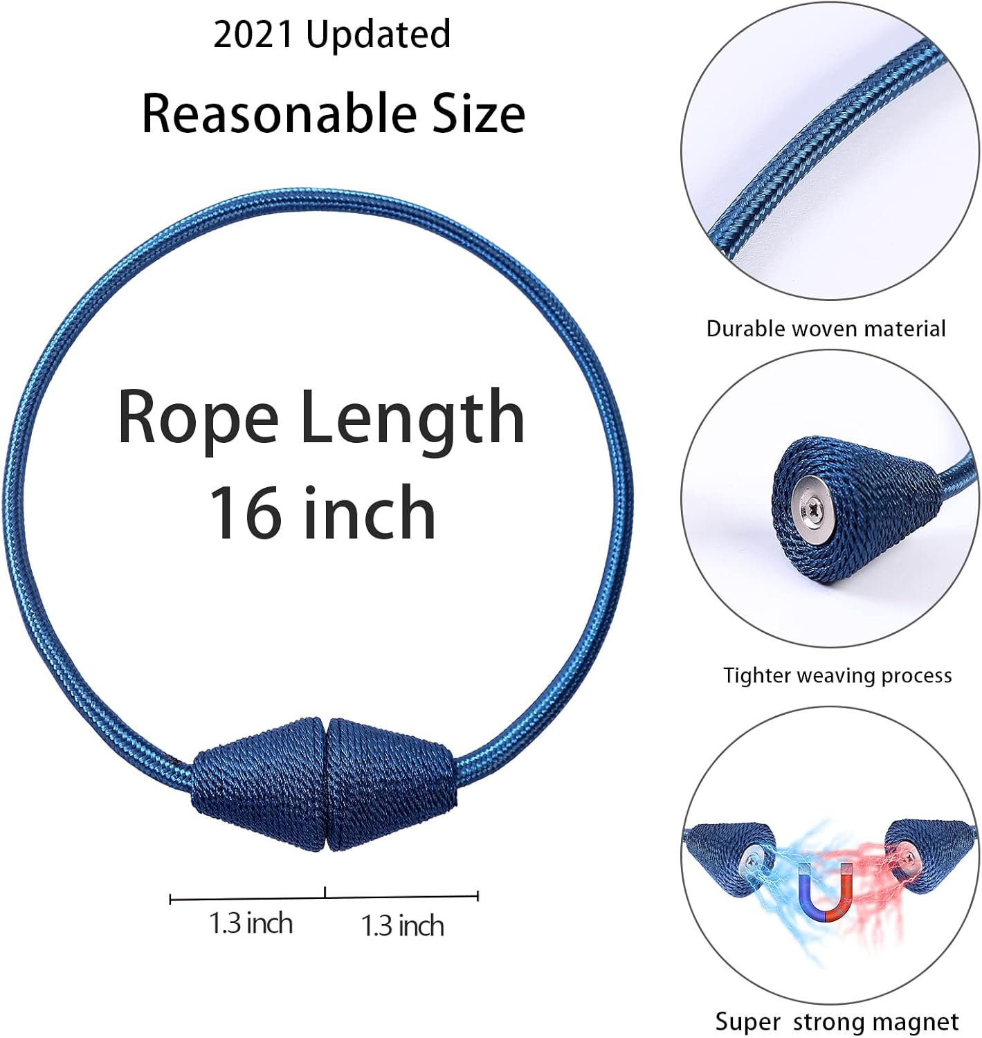 2 PCS Magnetic Curtain Tiebacks, European Style Convenient Drape Tie Backs Holdbacks for Thin or
