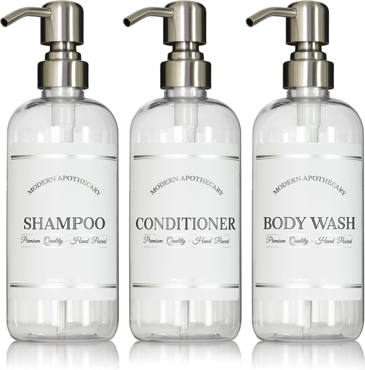 Clear Refillable Shampoo and Conditioner Bottles - Body Wash, Shampoo and Conditioner Dispenser