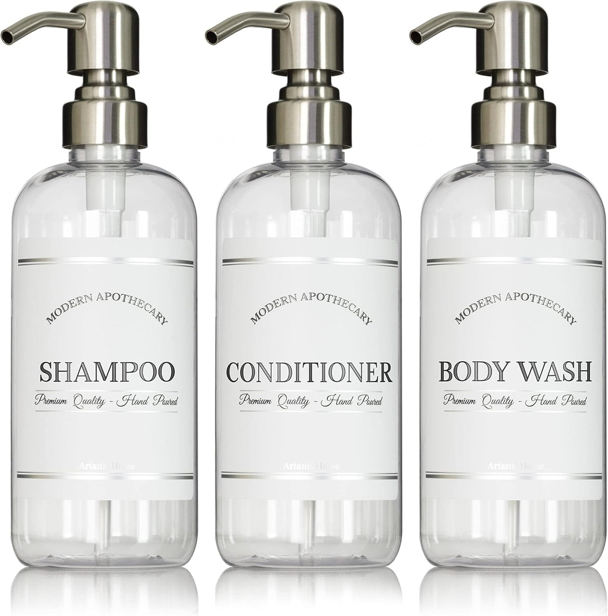 Clear Refillable Shampoo and Conditioner Bottles - Body Wash, Shampoo and Conditioner Dispenser
