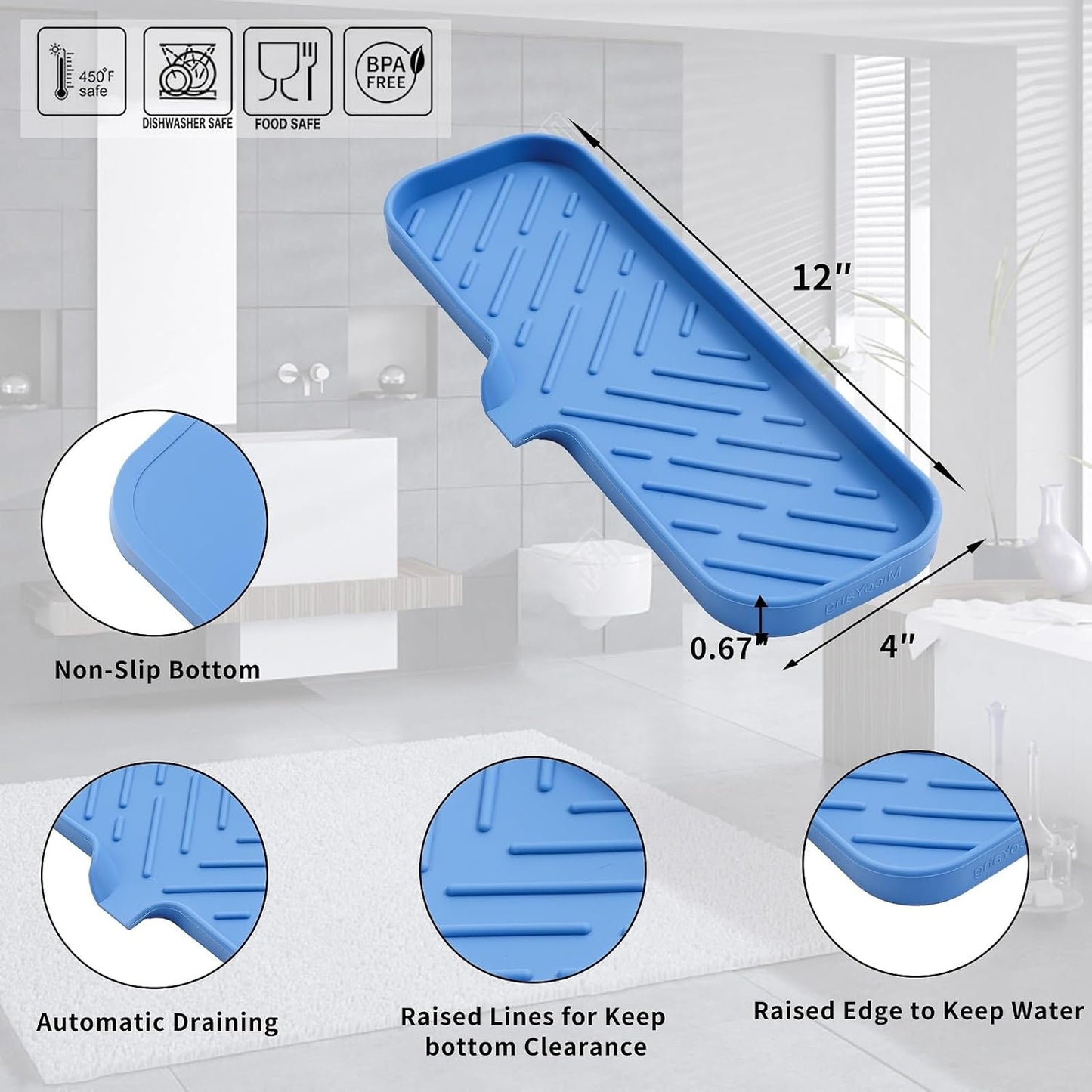 Silicone Bathroom Soap Dishes with Drain Spout-Bathroom and Kitchen Sink Organizer,Sponge