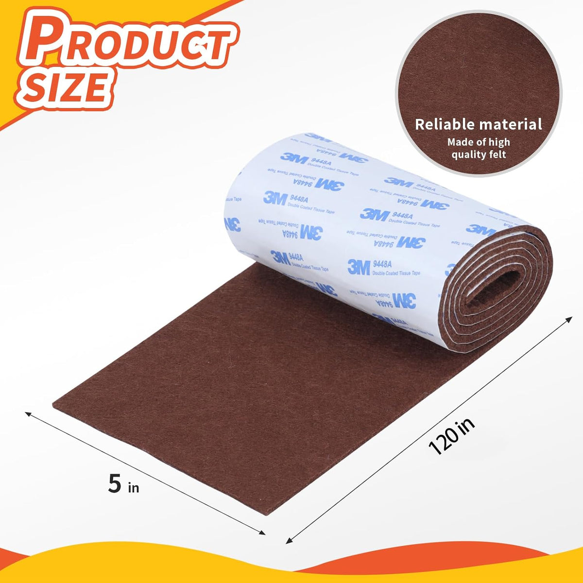 Felt Furniture Pads, Heavy Duty Felts Strip Roll with Adhesive Backing Felt Pads Furniture Feet