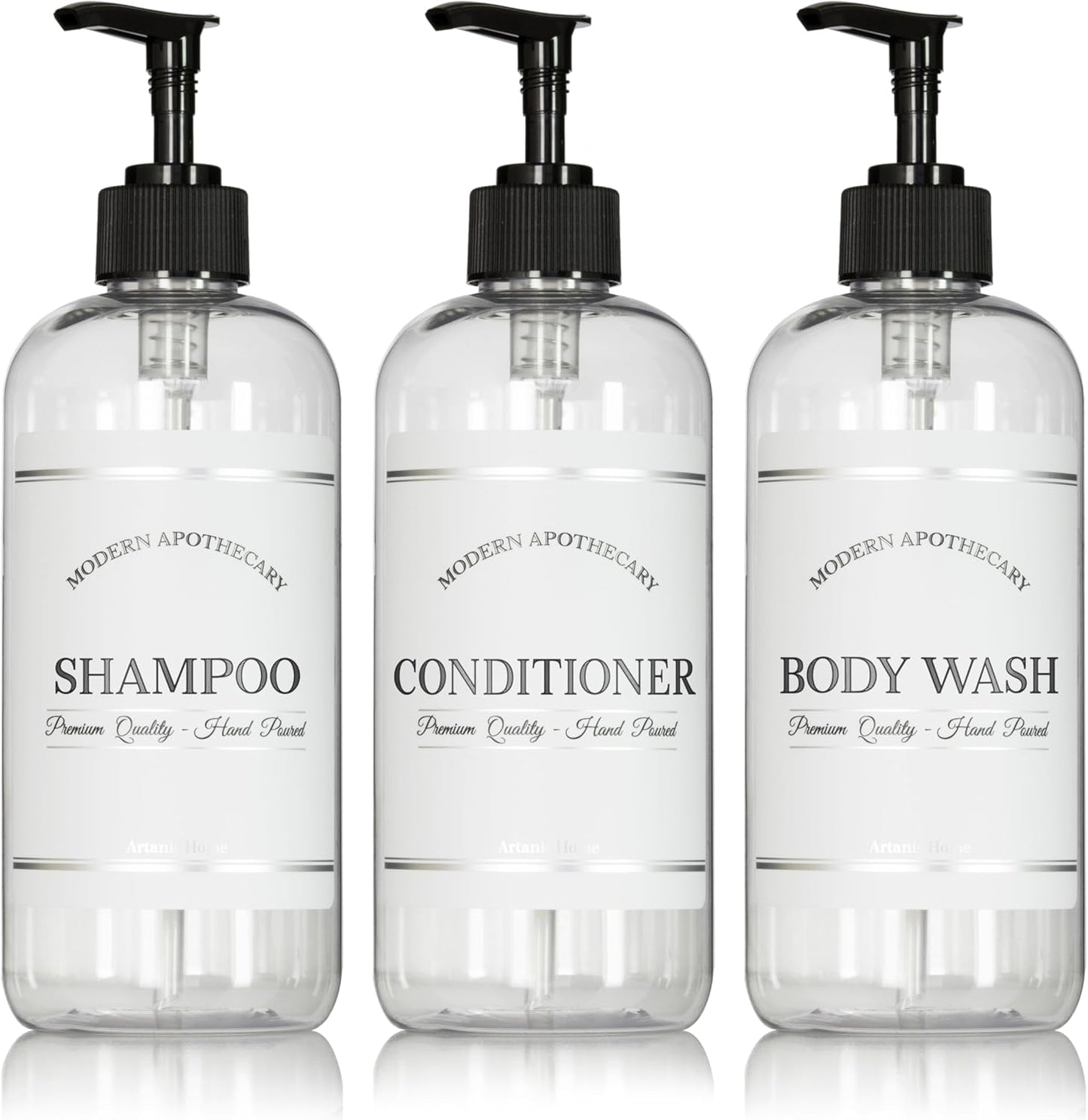 Clear Refillable Shampoo and Conditioner Bottles - Body Wash, Shampoo and Conditioner Dispenser