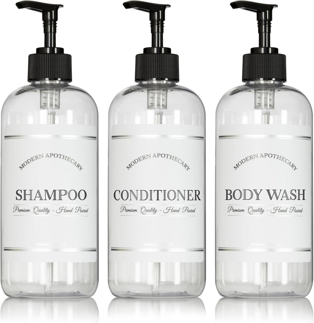 Clear Refillable Shampoo and Conditioner Bottles - Body Wash, Shampoo and Conditioner Dispenser