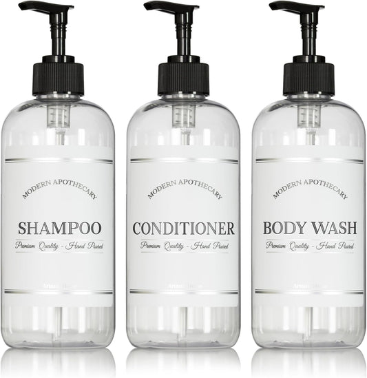 Clear Refillable Shampoo and Conditioner Bottles - Body Wash, Shampoo and Conditioner Dispenser