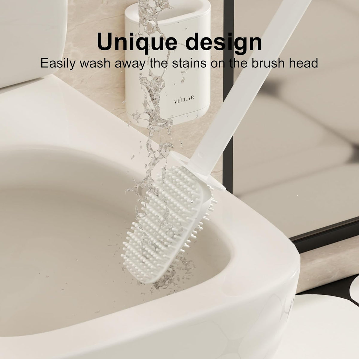 Toilet Brush and Holder Set - Wall Mounted Bathroom Scrub Brush, Toilet Bowl Brush and Plunger Set
