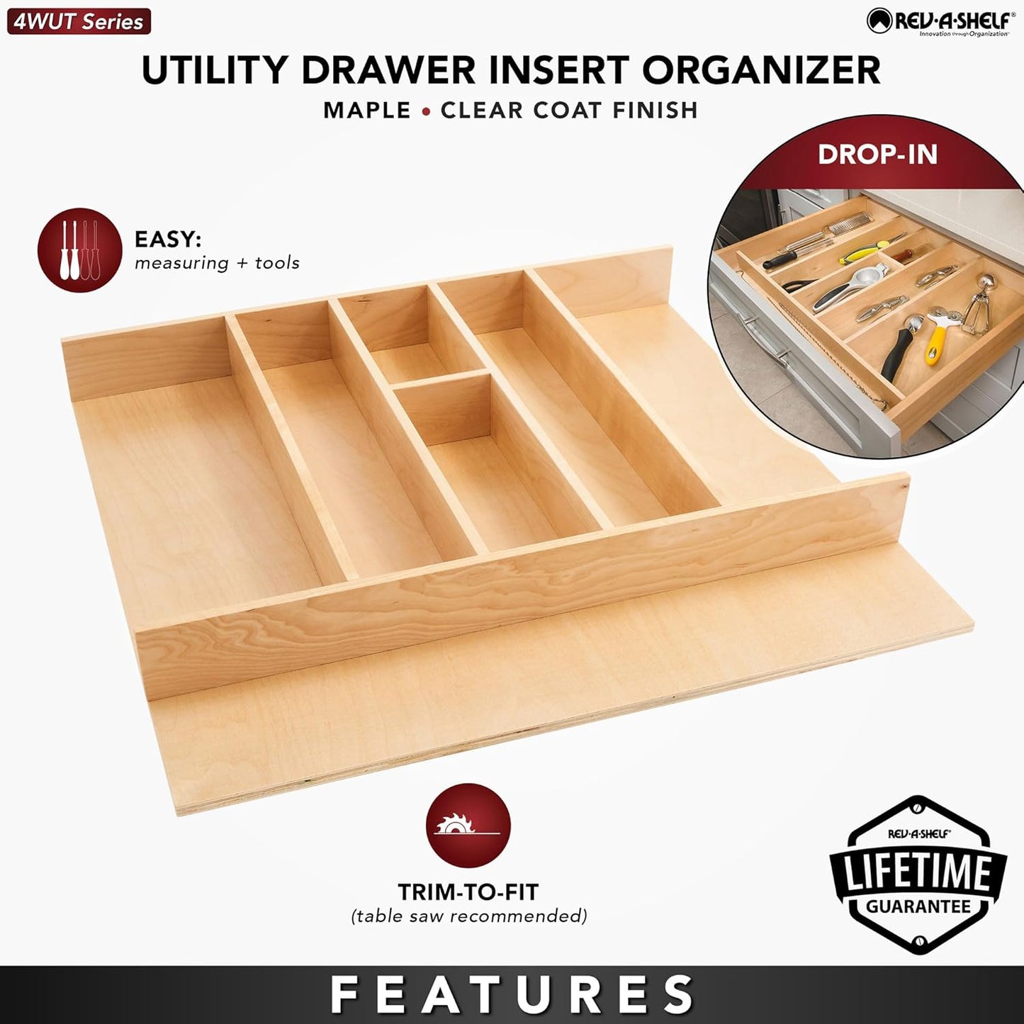 Rev-A-Shelf Trim-to-Fit Silverware Drawer Organizer For Kitchen Utensils, Cutlery Cabinet Storage