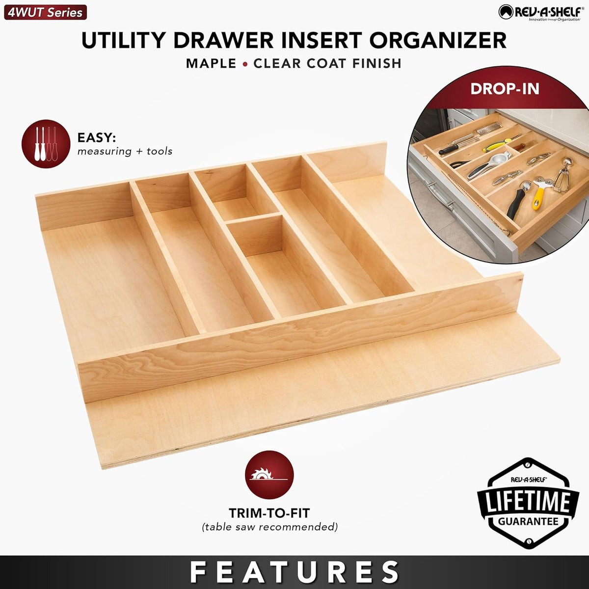 Rev-A-Shelf Trim-to-Fit Silverware Drawer Organizer For Kitchen Utensils, Cutlery Cabinet Storage