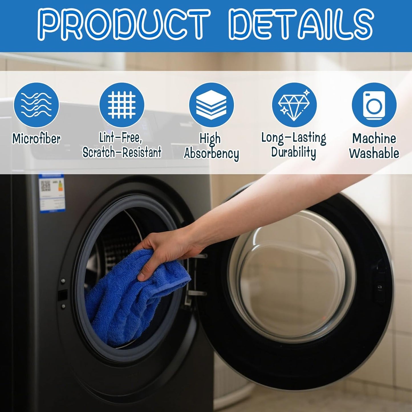 4 Pack Extra Large Microfiber Cleaning Cloths 20"x30", Lint-Free Reusable Towels for Home, Glass