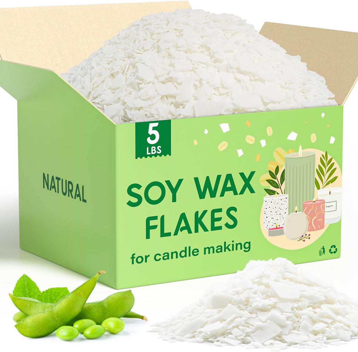 CHILLFLAME Soy Wax Flakes, Natural Candle Wax, Organic Soy Wax for Candle Making from Farm, No