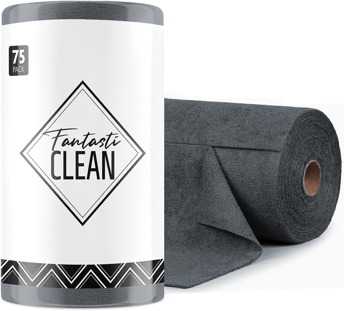 Fantasticlean Microfiber Cleaning Cloth Roll -75 Pack, Tear Away Microfiber Towels, 12" x 12"