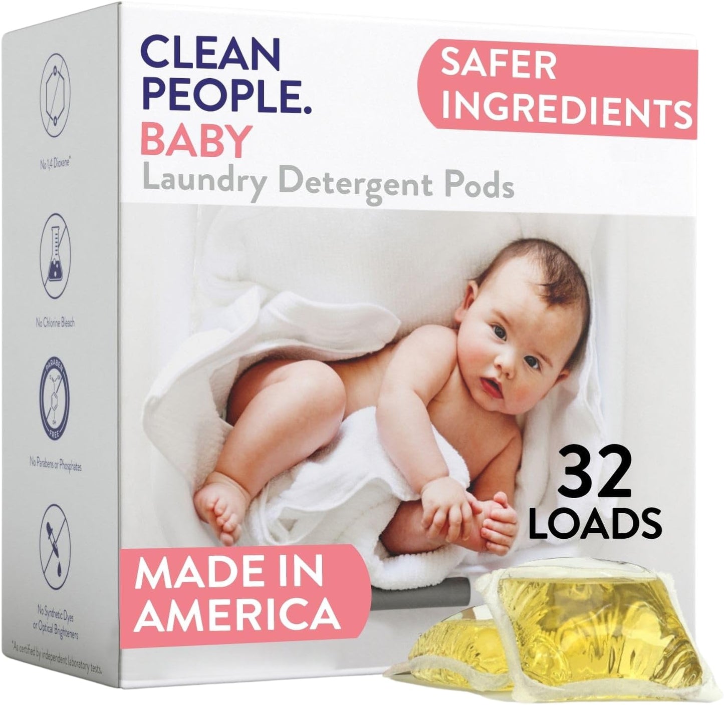 The Clean People Laundry Detergent Pods - Recyclable Packaging, Hypoallergenic, Stain Fighting