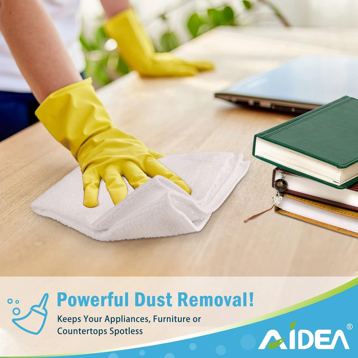 AIDEA Microfiber Cleaning Cloth White 50PK, Microfiber Towels for Cars, Lint Free Rags, Kitchen