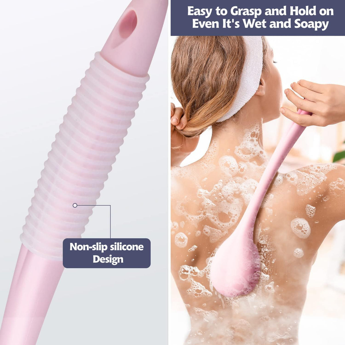 BEDELITE Back Bath Brush Long Handle for Shower - Soft Shower Brush for Men & Women,Back Brush