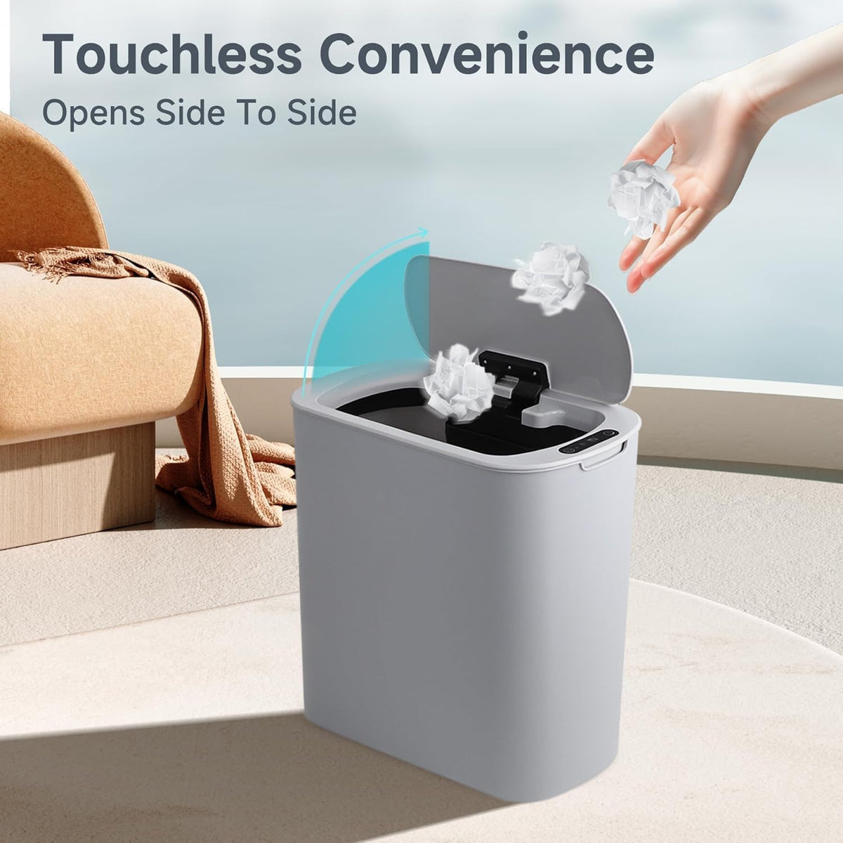 5 Gallon Motion Senor Bathroom Trash Can with Lid, Automatic Garbage Can Touchless, Smart Plastic