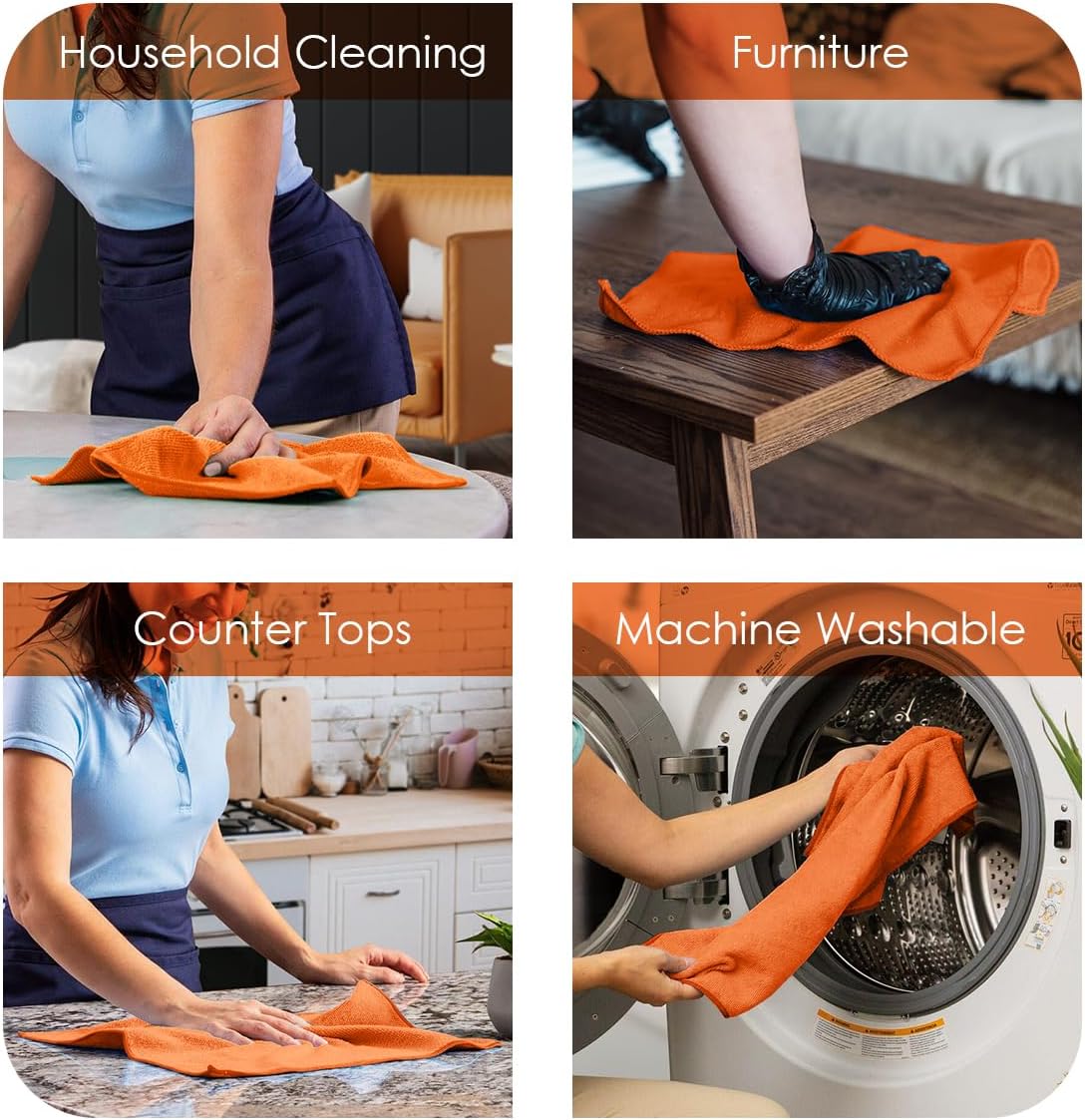 Avalon Towels Microfiber Cleaning Cloths (Value Pack of 36) Size 16" x 16", Highly Absorbent