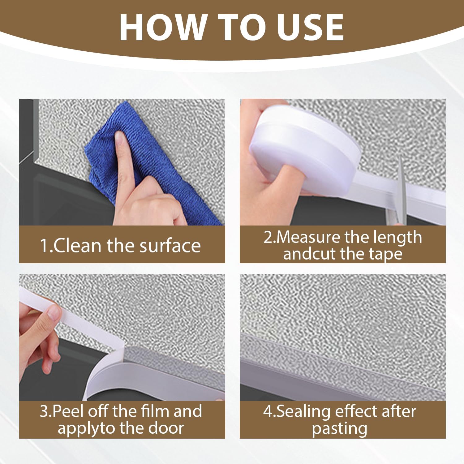 FOURGUN Silicone Weather Stripping Seal Door Tape 45 MM * 33FT Insulates Soundproofs Perfect for