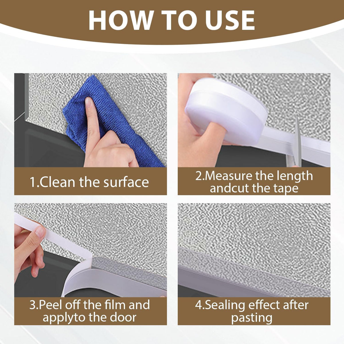 FOURGUN Silicone Weather Stripping Seal Door Tape 35 MM * 33FT Insulates Soundproofs Perfect for