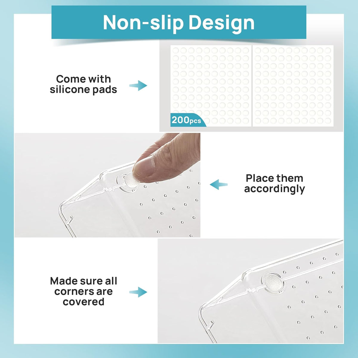 Vtopmart 44 PCS Clear Plastic Drawer Organizers Set, 4-Size Versatile Bathroom and Vanity Organizer