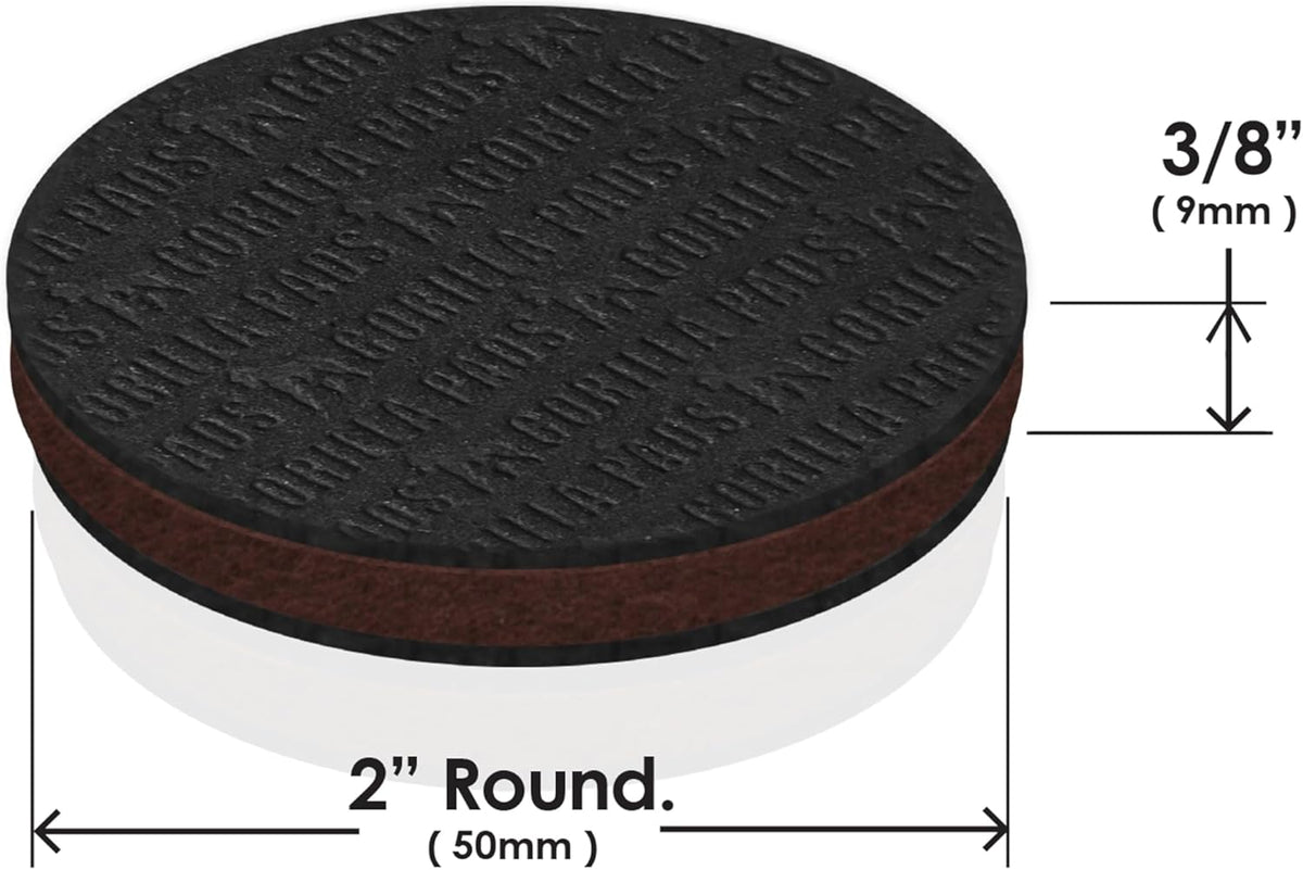GorillaPads Non Slip Furniture Pads/Floor Grippers (Set of 16 Grips) 2 Inch Round Floor Protectors