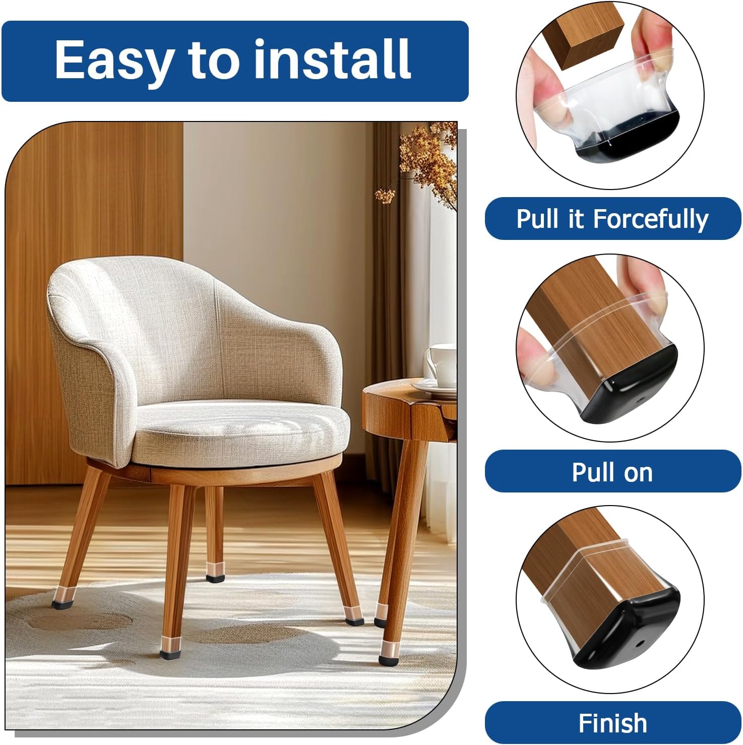 2024 New Chair Leg Floor Protectors Furniture Sliders for Hardwood Floors and Carpet Silicone Non